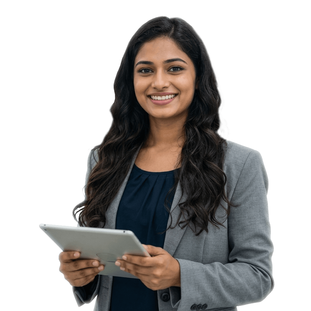 Worker holding a tablet